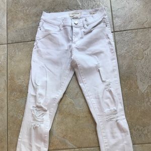 Ripped White Skinny Jeggings-Ankle Length(Pac Sun)